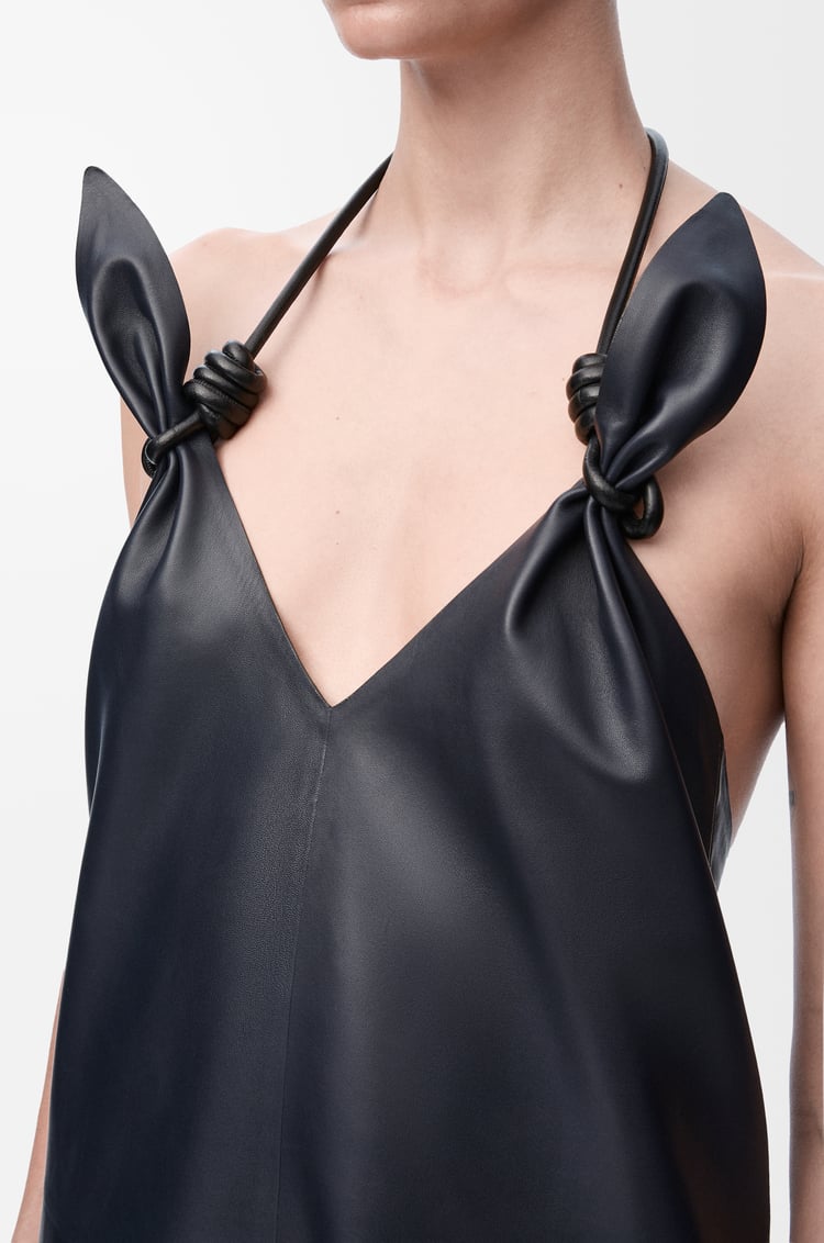 LOEWE Vestido Flamenco en piel napa de cordero Azul Marino Oscuro