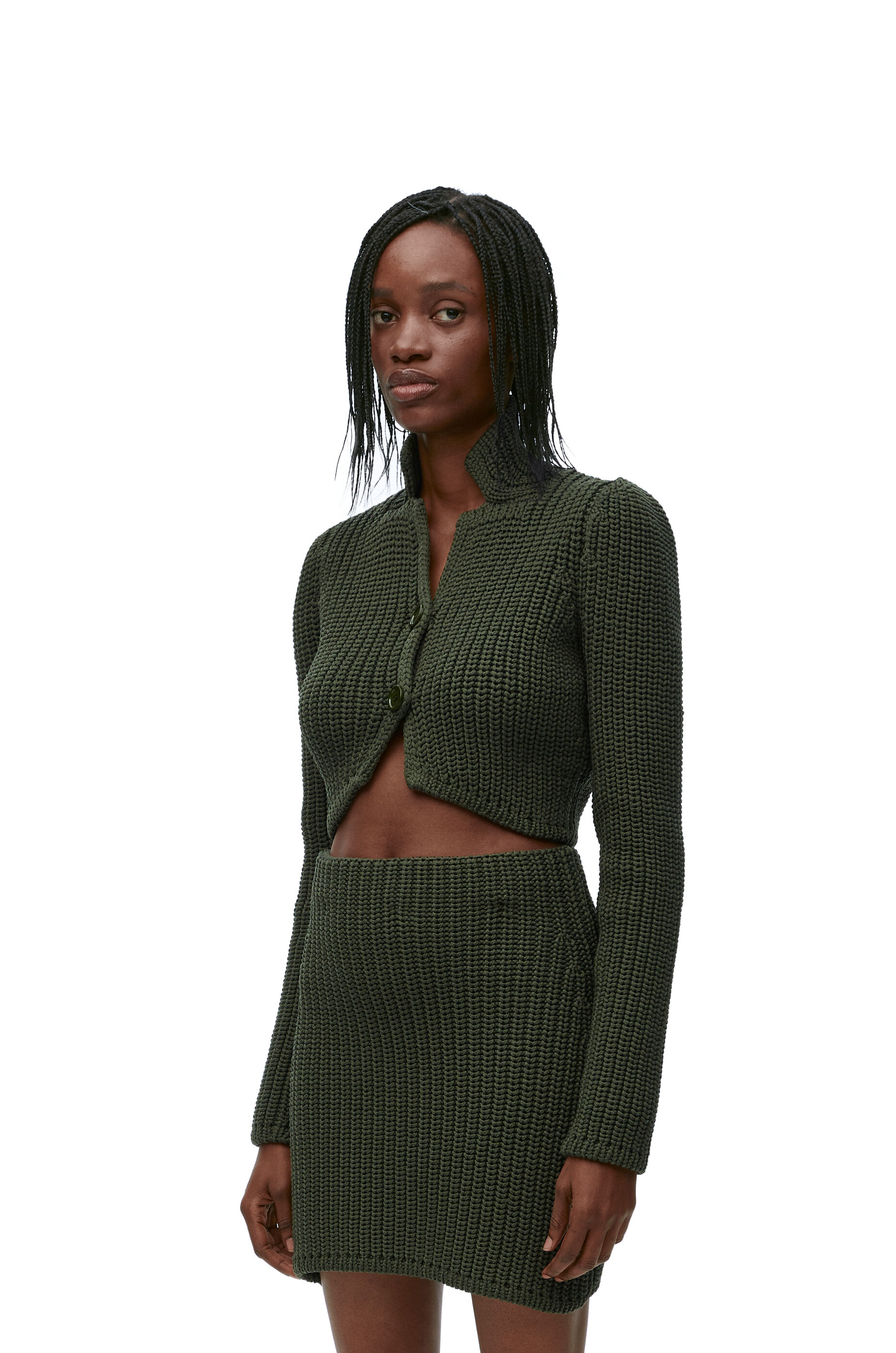 Khaki skirt cardigan clearance