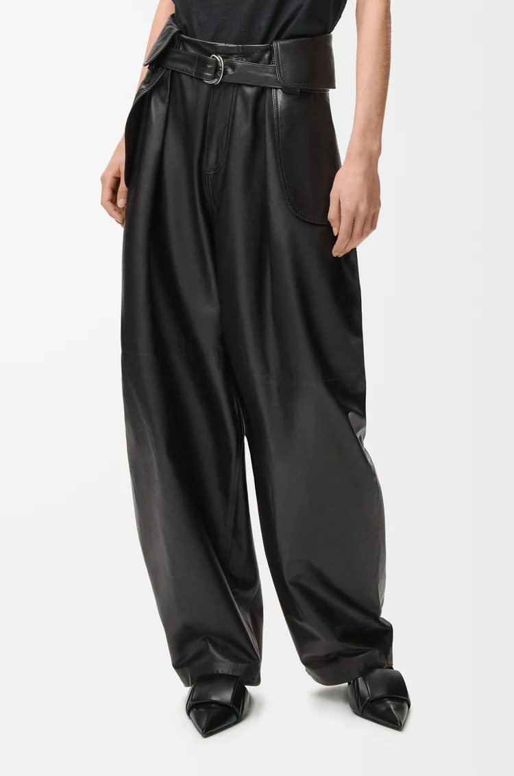 LOEWE 카고 트라우저 - 나파 램스킨 블랙