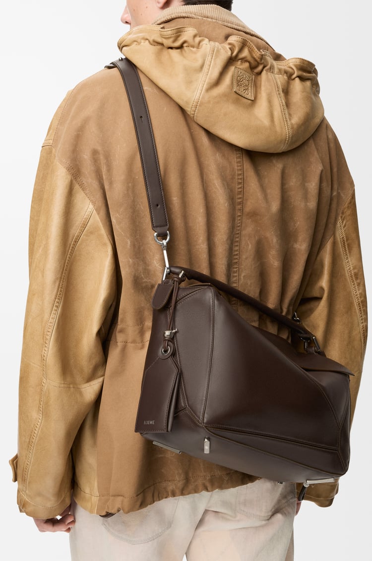 LOEWE Large Featherlight Puzzle bag in nappa lambskin Dark Chestnut