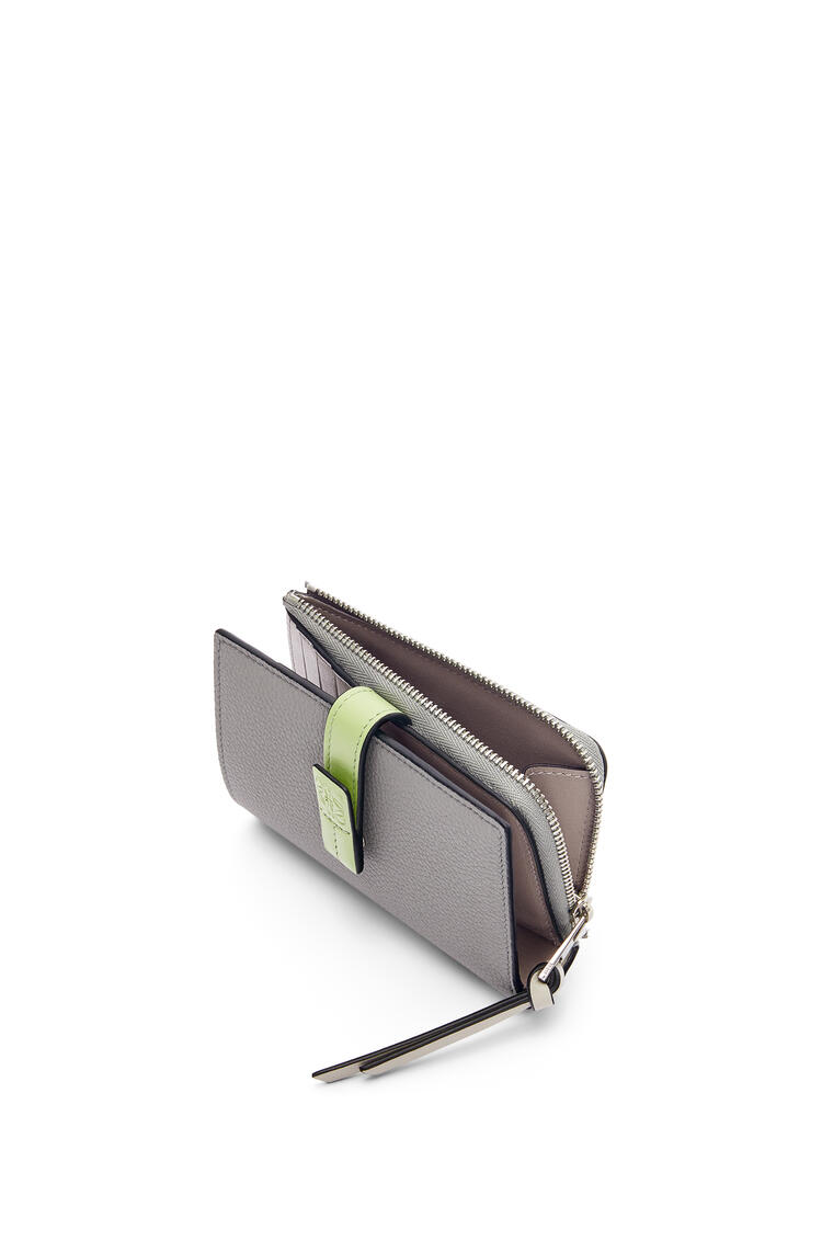 LOEWE Slim zip bifold wallet in soft grained calfskin Pearl Grey/Light Pale Green