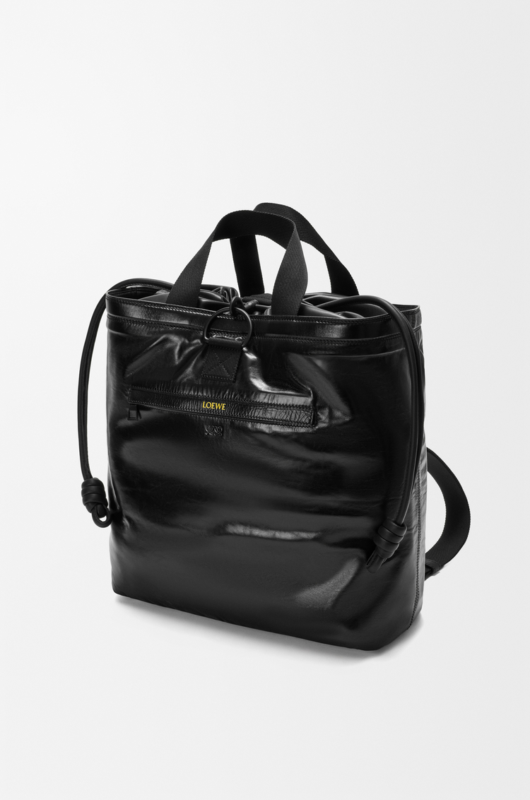 LOEWE 纸纹牛皮革 Squad 背包 黑色