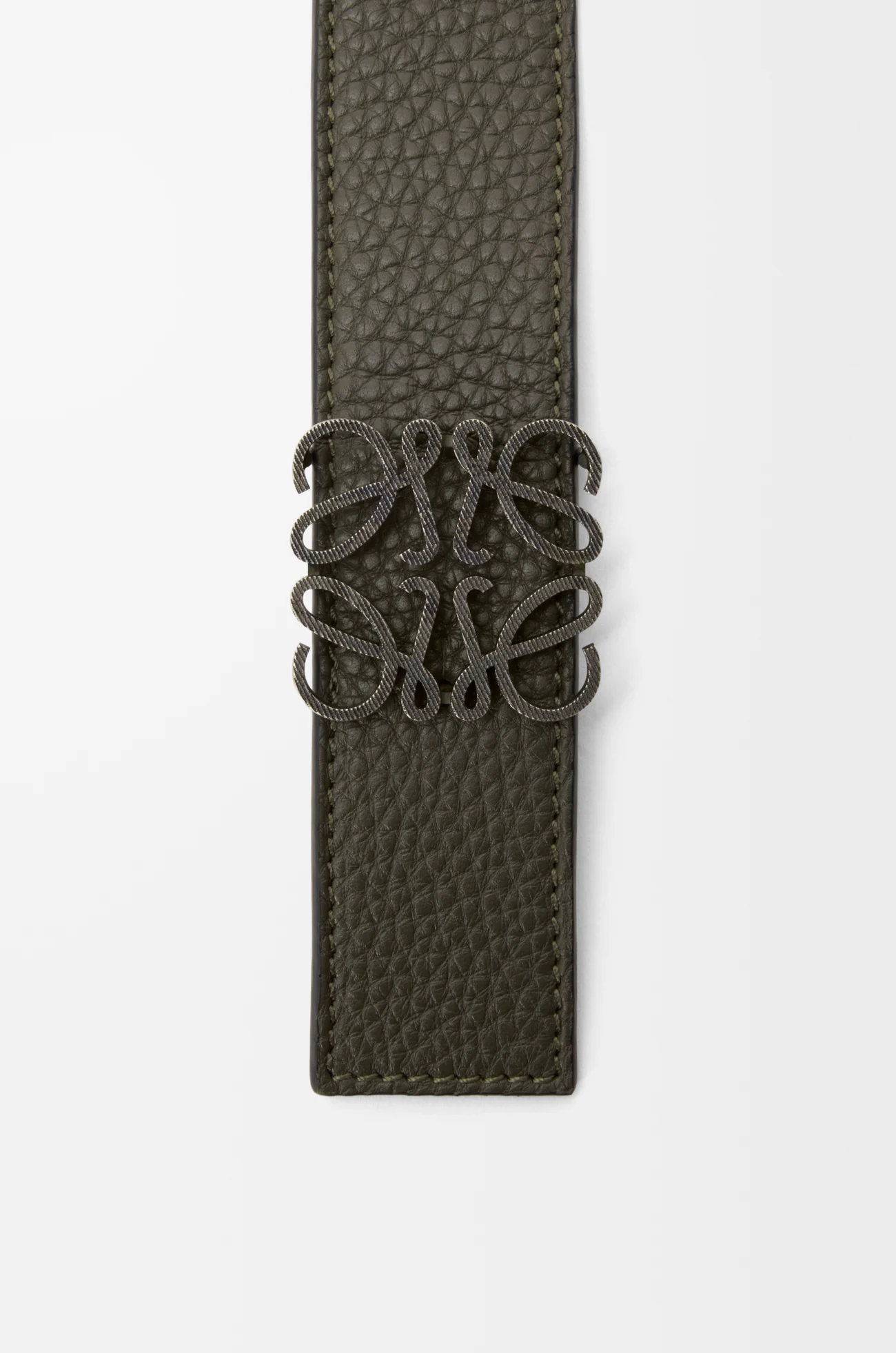 LOEWE Reversible Anagram belt in supple grained calfskin Dark Khaki/Black/Dark Pal
