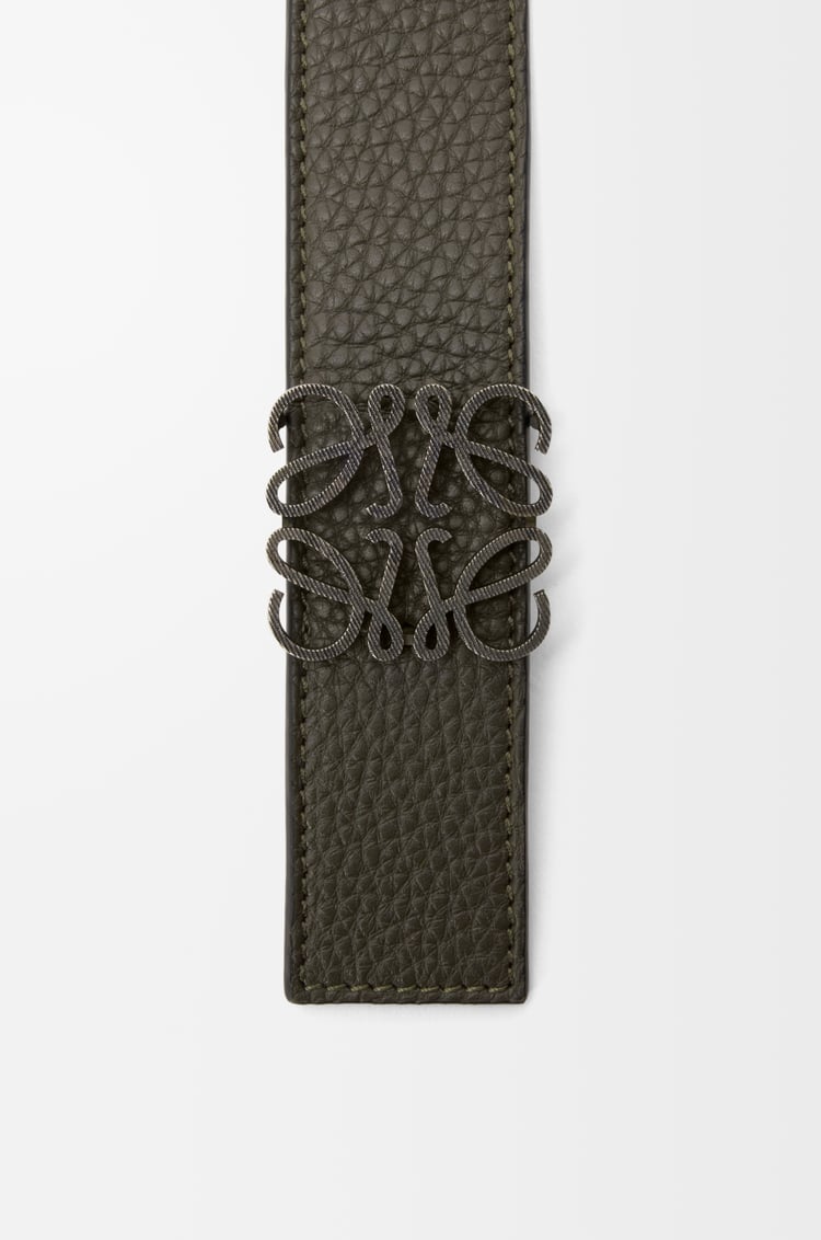 LOEWE Reversible Anagram belt in supple grained calfskin Dark Khaki/Black/Dark Pal