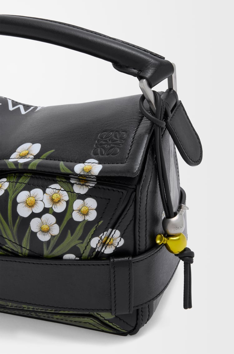 LOEWE Puzzle 10 William Morris re-edition bag in shiny calfskin Black