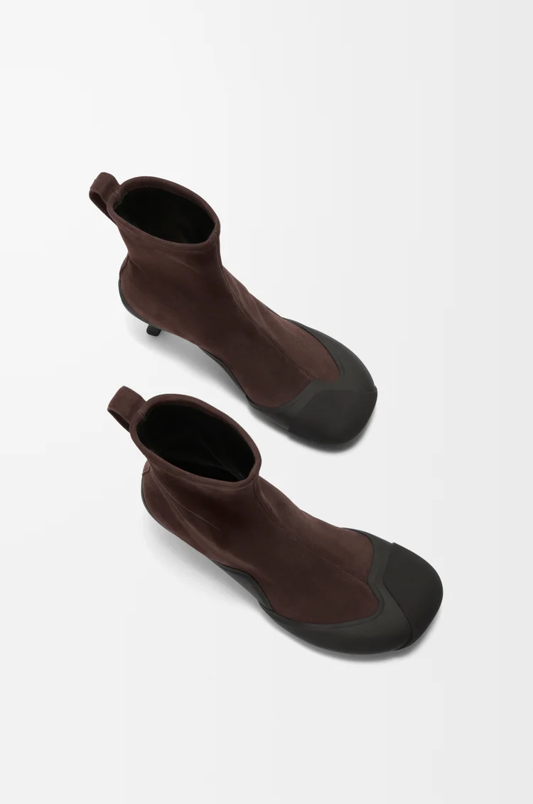 LOEWE Bottines Dive en cuir velours stretch Brownie Foncé