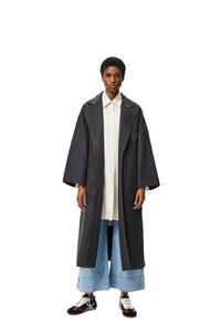 LOEWE Oversize belted coat in cashmere and silk Grey Melange pdp_rd