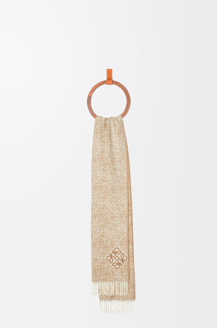 LOEWE Bufanda Anagram en lana y cashmere Beige