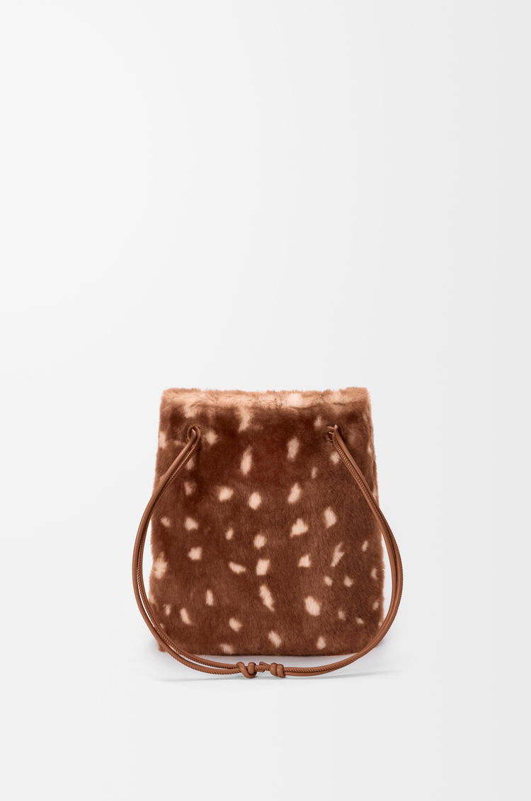LOEWE Pebble pouch in printed shearling ブラウン/ホワイト