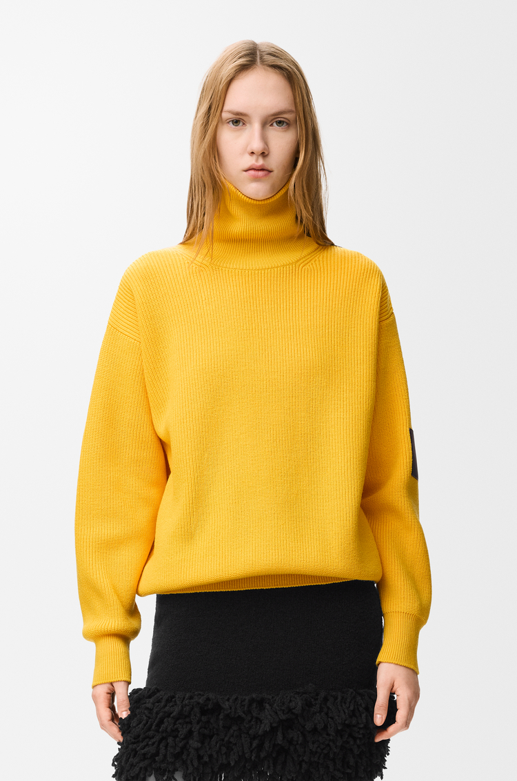 LOEWE Jersey con cremallera en lana Amarillo