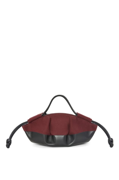LOEWE Small Paseo bag in shiny nappa calfskin and canvas Burgundy/Black plp_rd