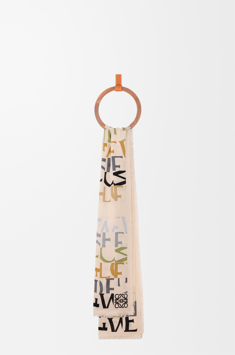 LOEWE Scarf in wool, silk and cashmere blend Multicolor/Caramel 