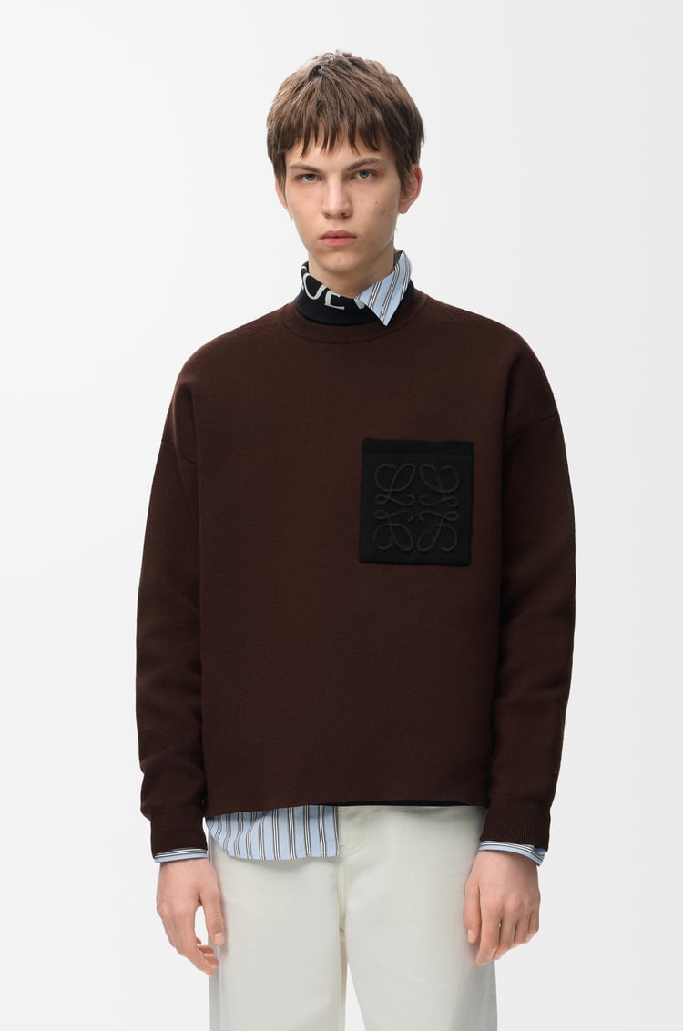LOEWE アナグラム ポケット セーター（コットンブレンド） ダークブラウン/ブラック