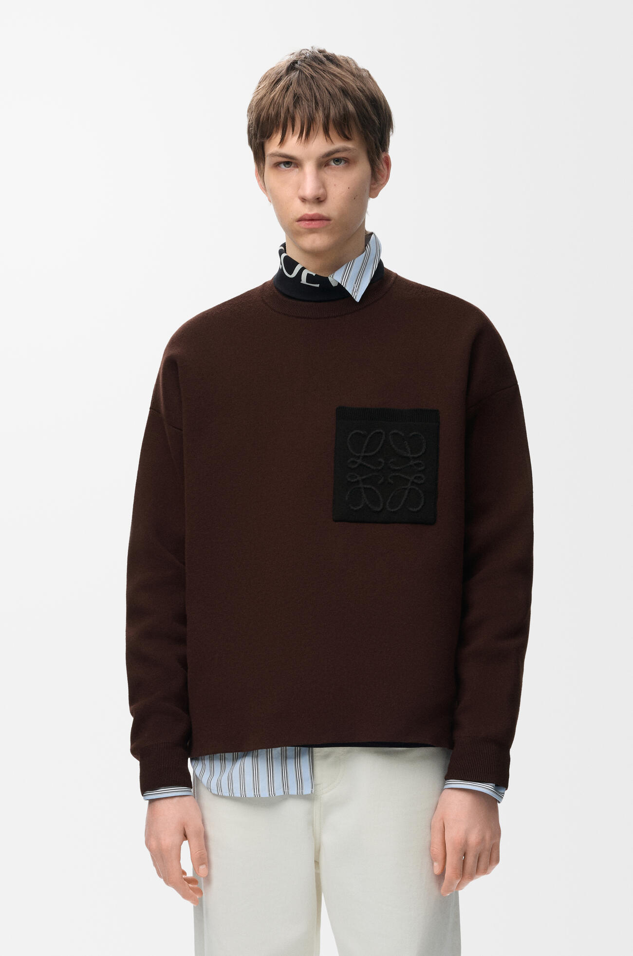LOEWE アナグラム ポケット セーター（コットンブレンド） ダークブラウン/ブラック