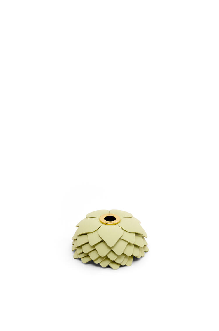 LOEWE Small flower charm in calfskin and brass Pale Lime