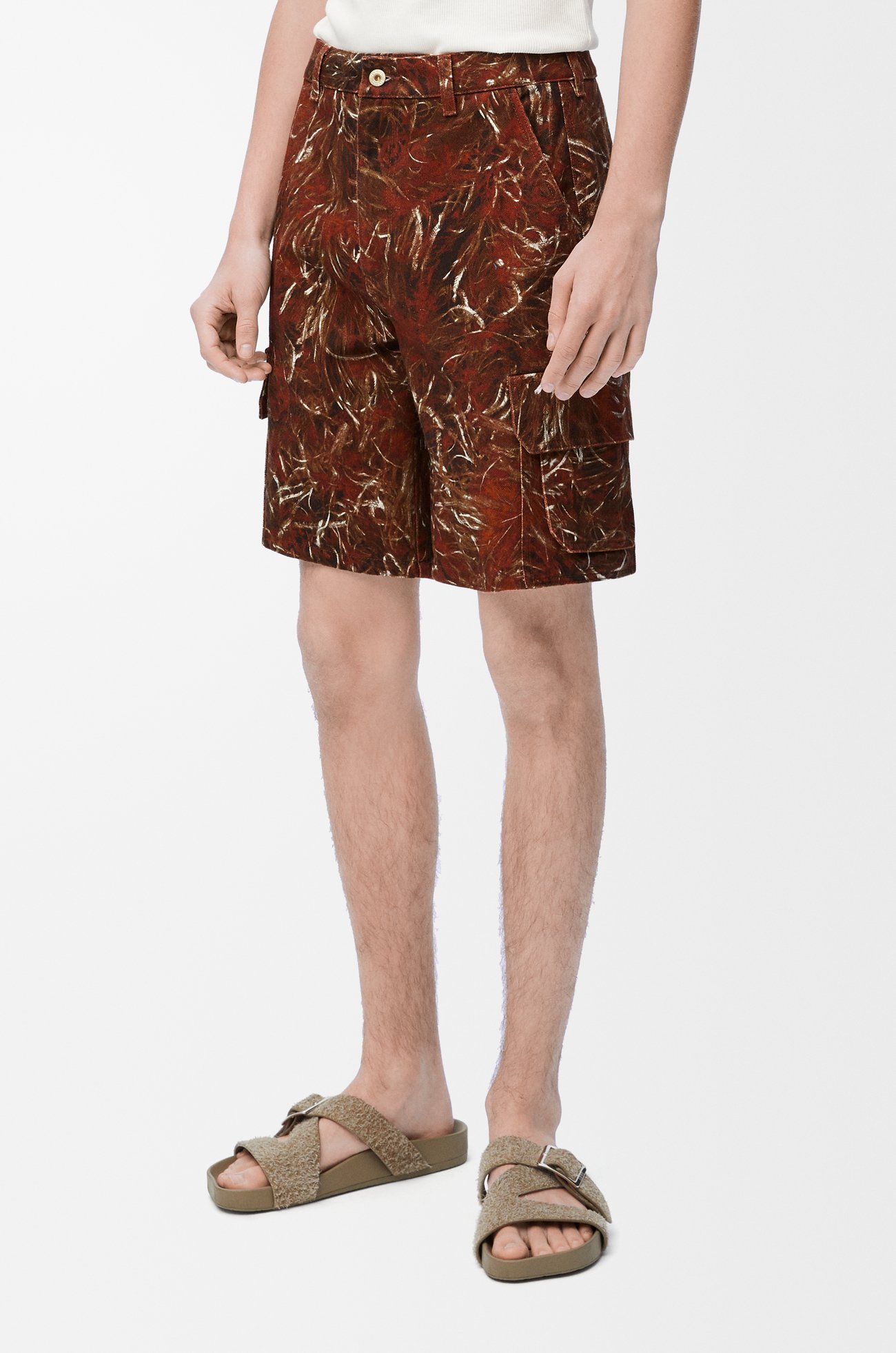 LOEWE Cargo shorts in denim Dark Brown/White