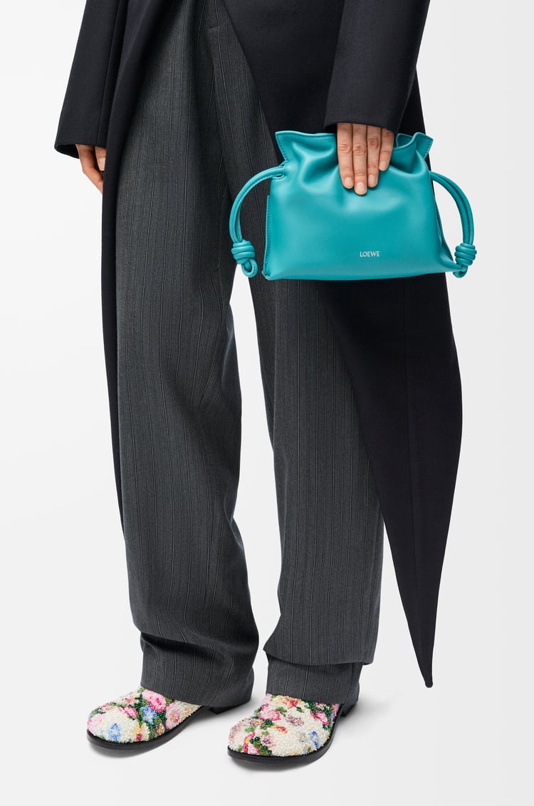 LOEWE Mini Flamenco clutch in nappa calfskin Deep Turquoise