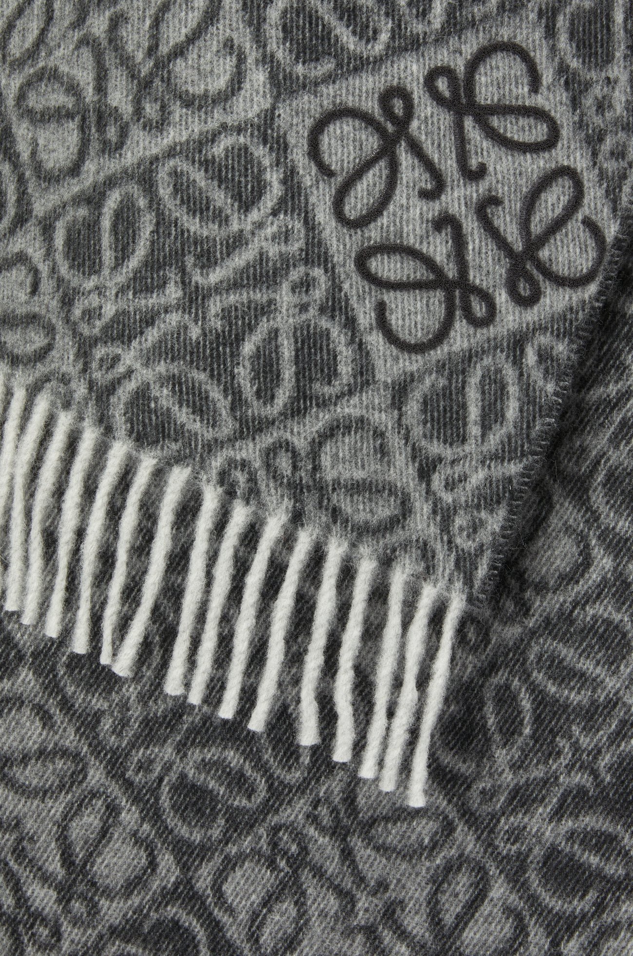 LOEWE Anagram scarf in wool and cashmere Dark Grey