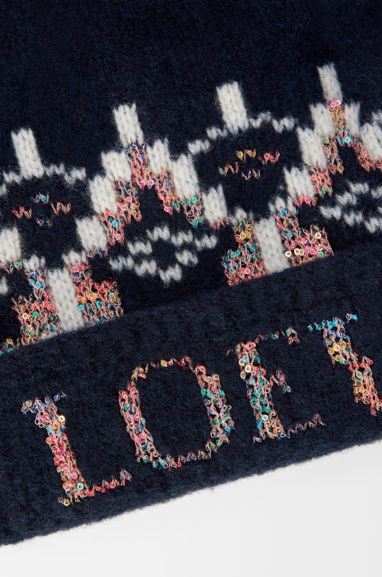 LOEWE Beanie in wool blend Navy/Multicolor