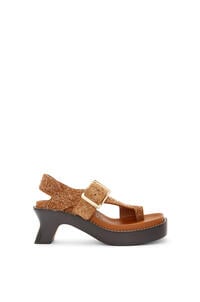 LOEWE Ease heel sandal in brushed suede 棕褐色