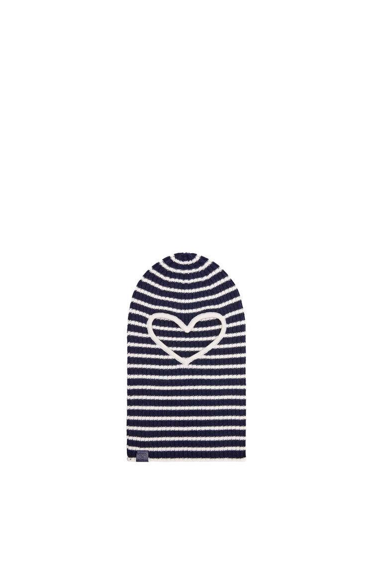 LOEWE Stripe heart balaclava in wool Navy/White
