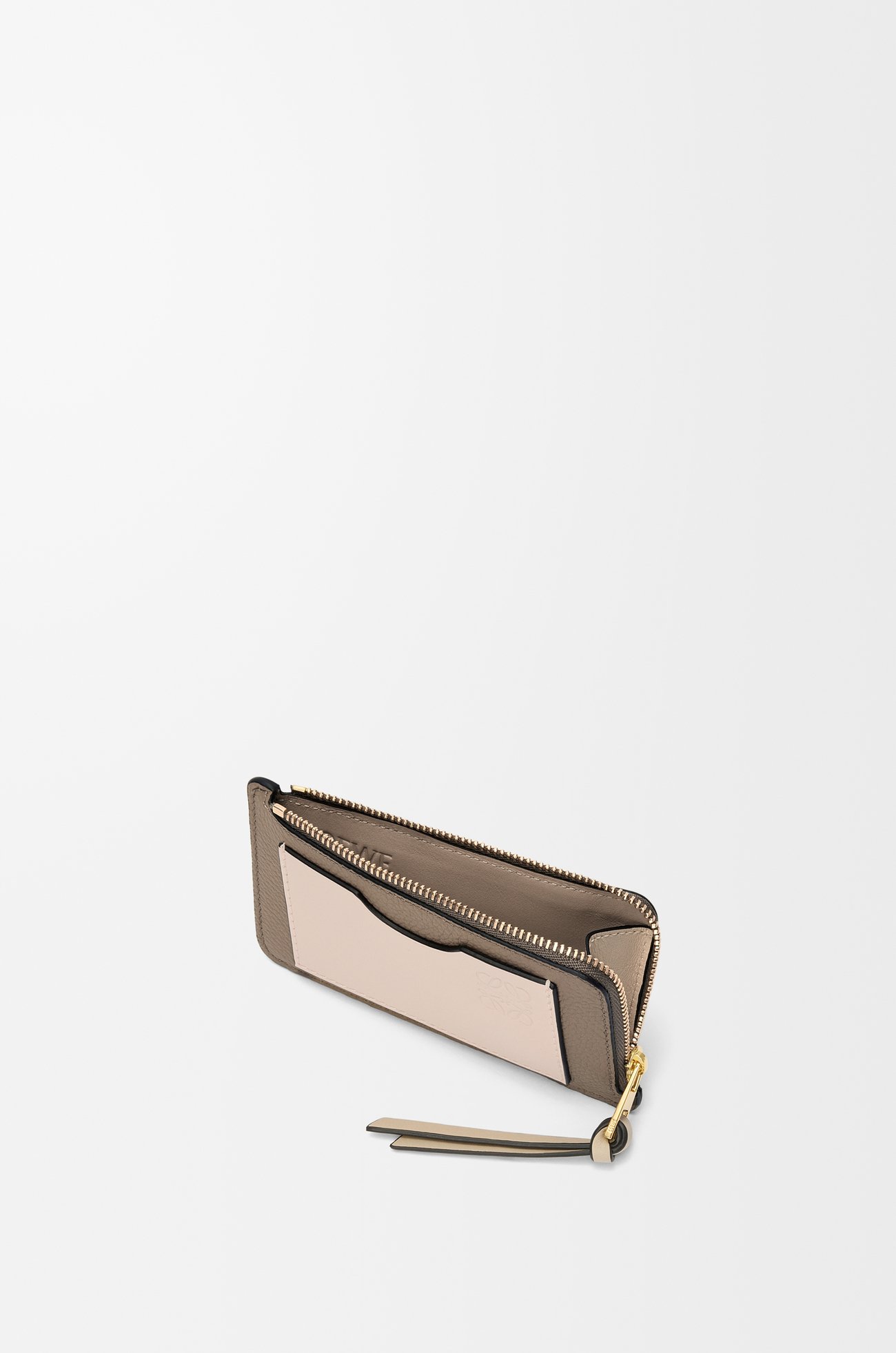 LOEWE Coin cardholder in soft grained calfskin Taupe/Talc