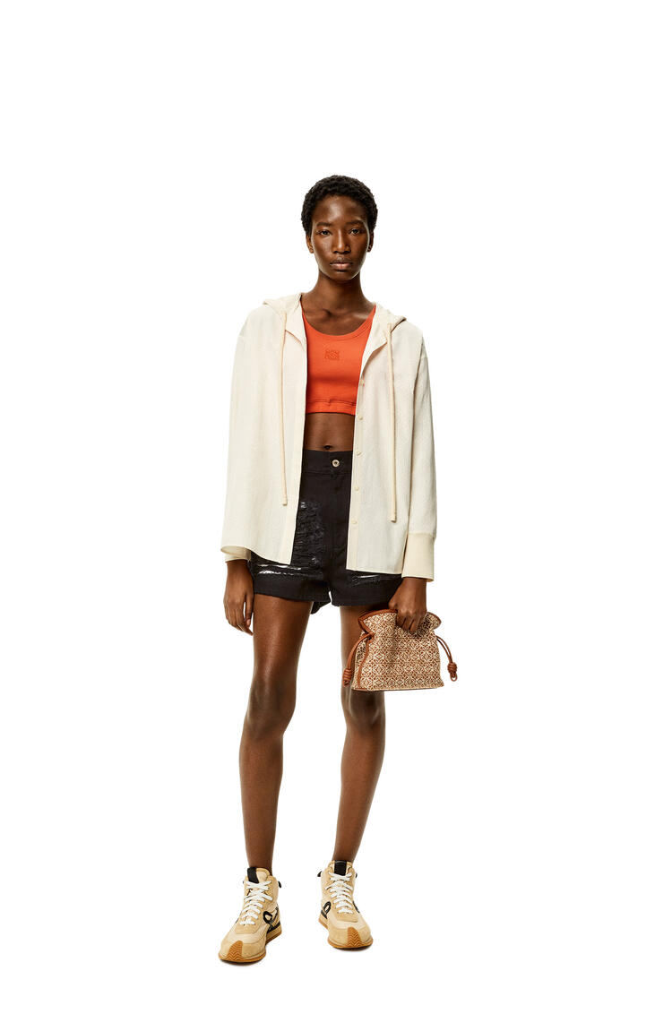 LOEWE Anagram jacquard hooded shirt in silk and cotton Ivory