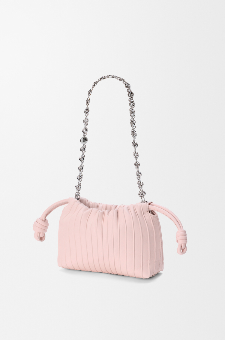 LOEWE Mini Flamenco Pleats Tasche aus Nappa-Lammleder Kristallrosa