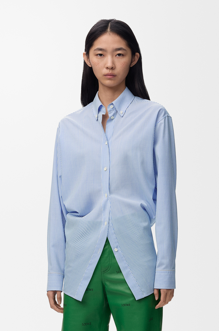 LOEWE Shirt in wool Blue/White
