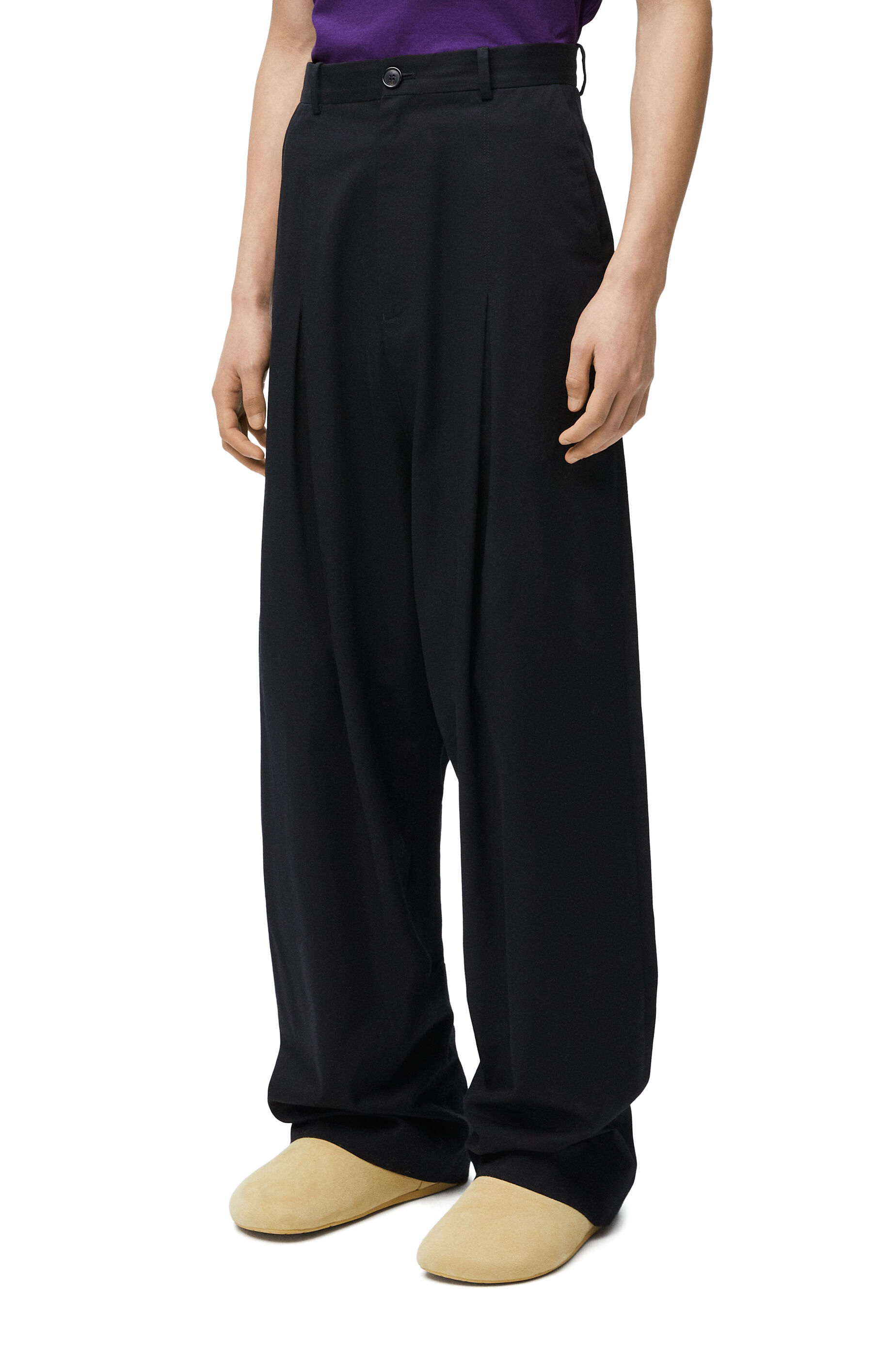 Low crotch trousers in cotton Black - LOEWE
