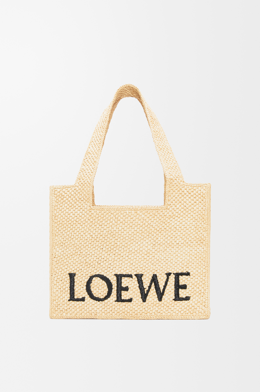Medium LOEWE Font tote in raffia