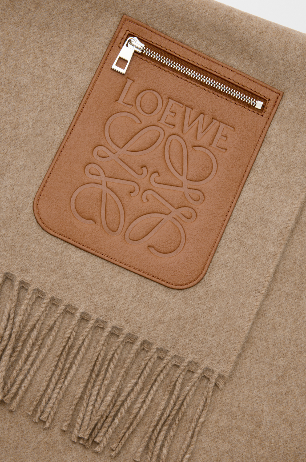LOEWE Scarf in wool and cashmere Beige