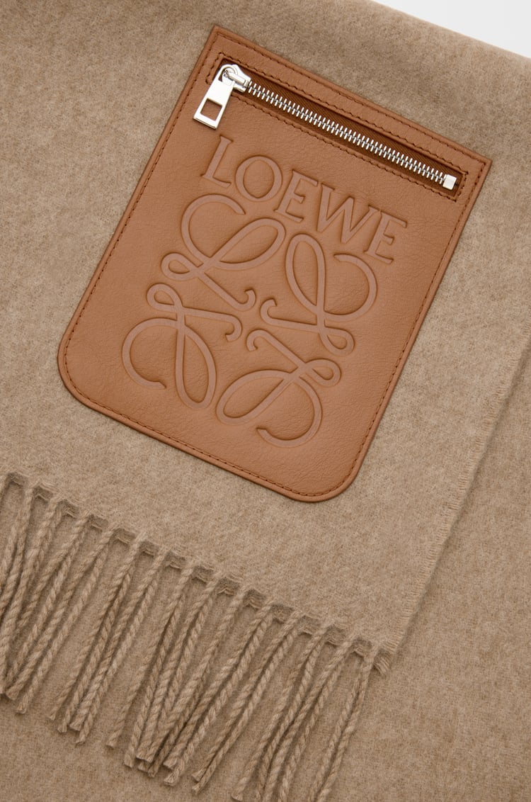 LOEWE Scarf in wool and cashmere Beige