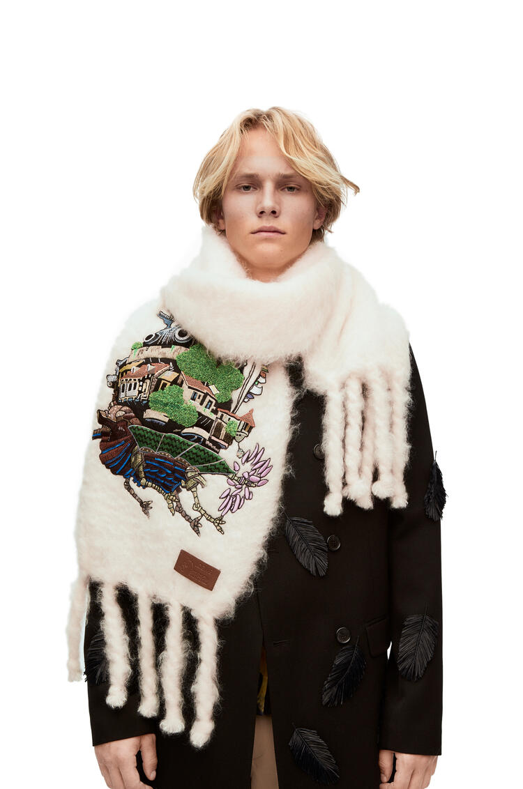 LOEWE Moving Castle scarf in mohair and wool blend White