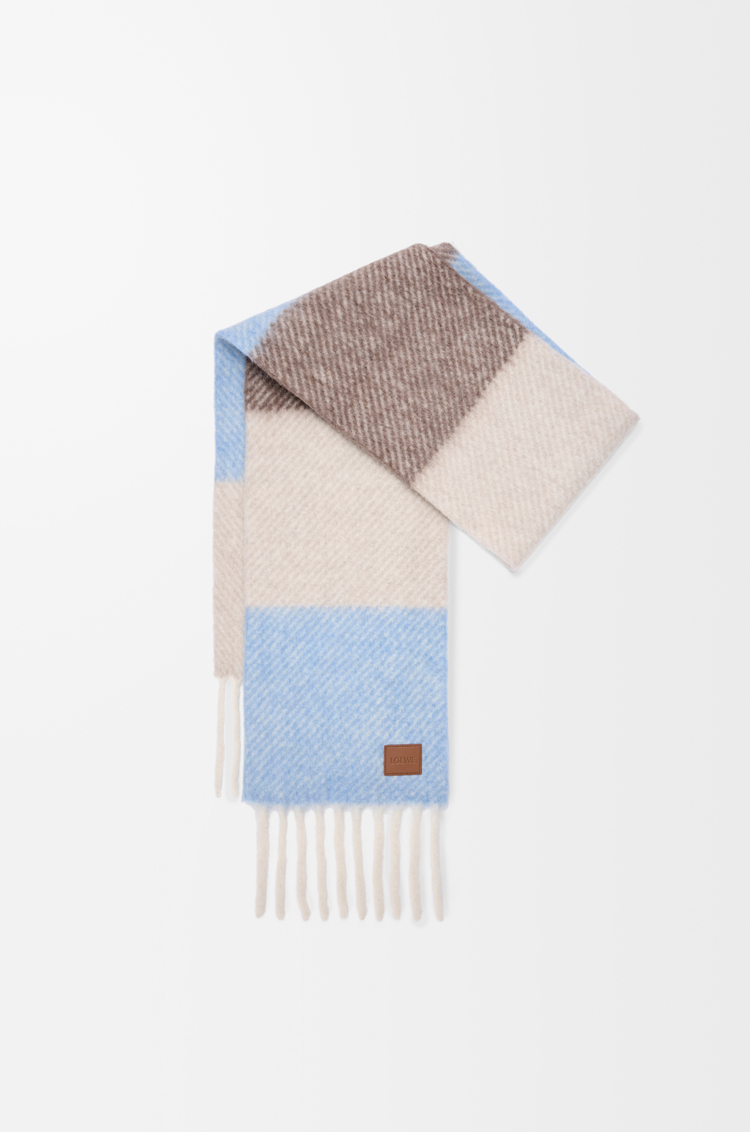 LOEWE Scarf in alpaca and wool blend Light Blue/Sandstone/Brown