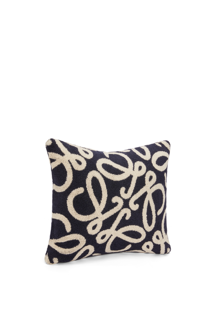 LOEWE Cushion in cotton Navy Blue/Beige