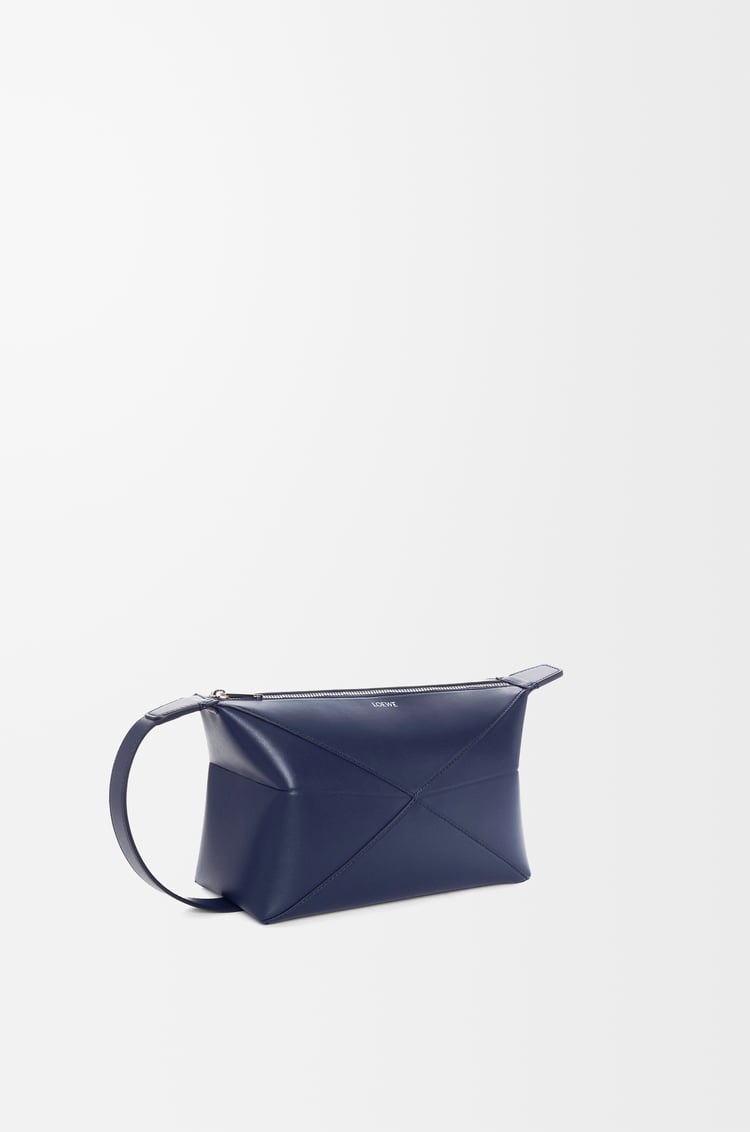 LOEWE Puzzle Fold wash bag in shiny calfskin Abyss Blue