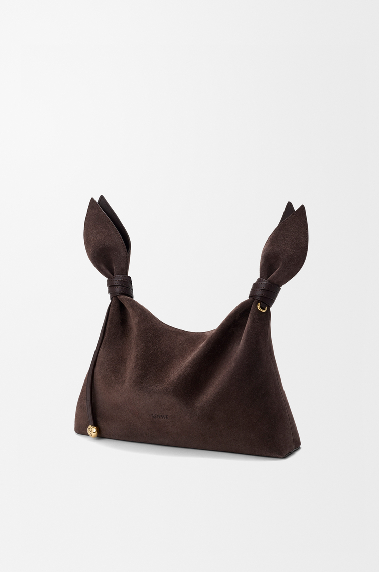 LOEWE Medium Scarf bag in suede Dark Chestnut
