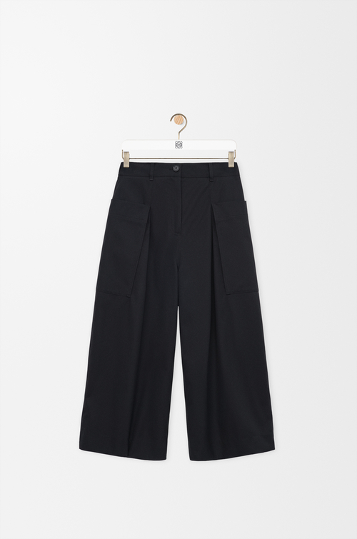 LOEWE Pantaloni crop in cotone e seta Nero
