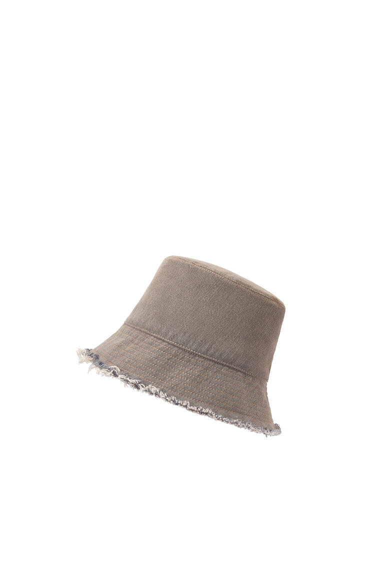 LOEWE Sombrero de pescador en piel de ternera y tejido denim Marron