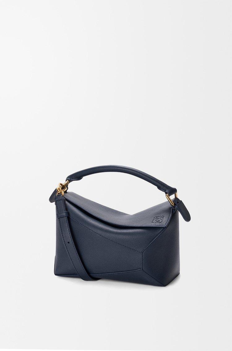 LOEWE Small Puzzle Edge bag in soft grained calfskin Deep Navy