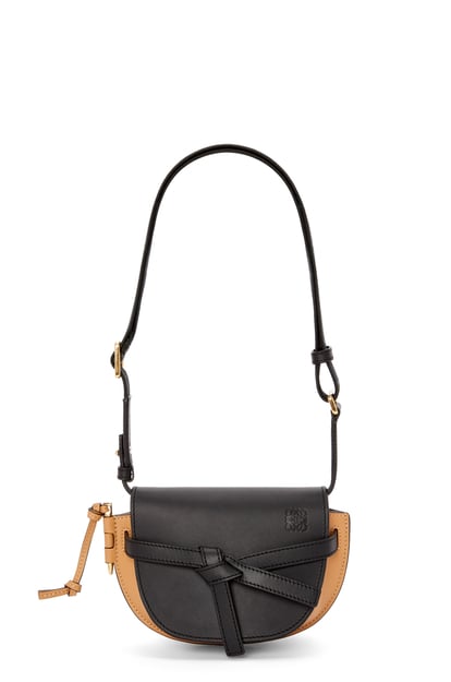 LOEWE Mini Gate Dual bag in soft calfskin and jacquard Black/Warm Desert plp_rd