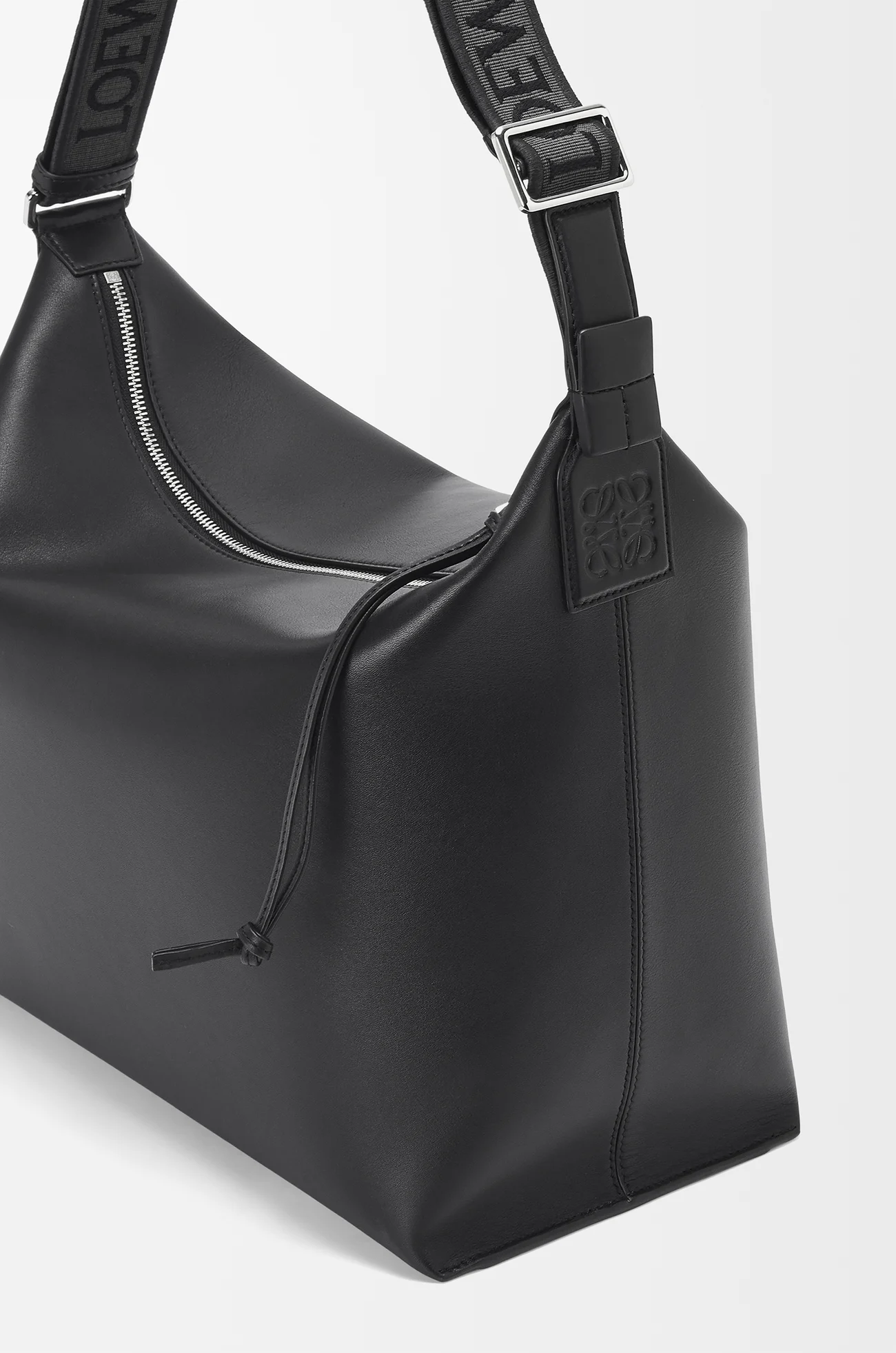 LOEWE Cubi crossbody bag in supple smooth calfskin and jacquard Black