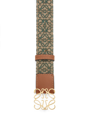 LOEWE Cinturón en jacquard y piel de ternera con anagrama Verde Caqui/Bronceado/Oro plp_rd