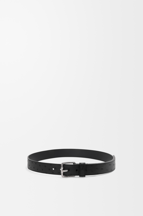 LOEWE Cinturón Roller Curve de piel de avestruz Negro/Paladio Vintage