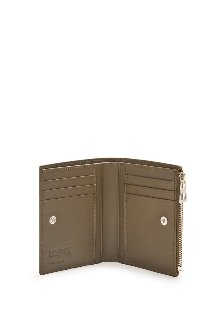 LOEWE Slim compact wallet in shiny calfskin	 Dark Khaki Green/Khaki Green