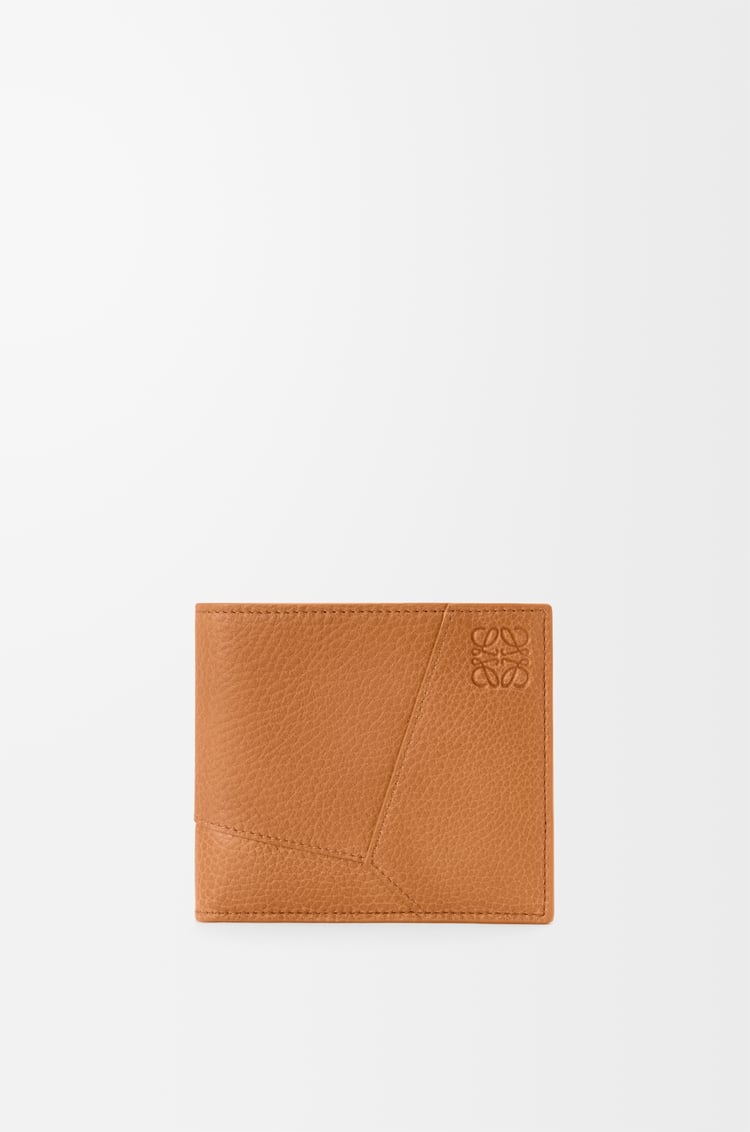 LOEWE 柔軟粒面小牛皮 Puzzle 雙摺錢包 淺峽谷棕色