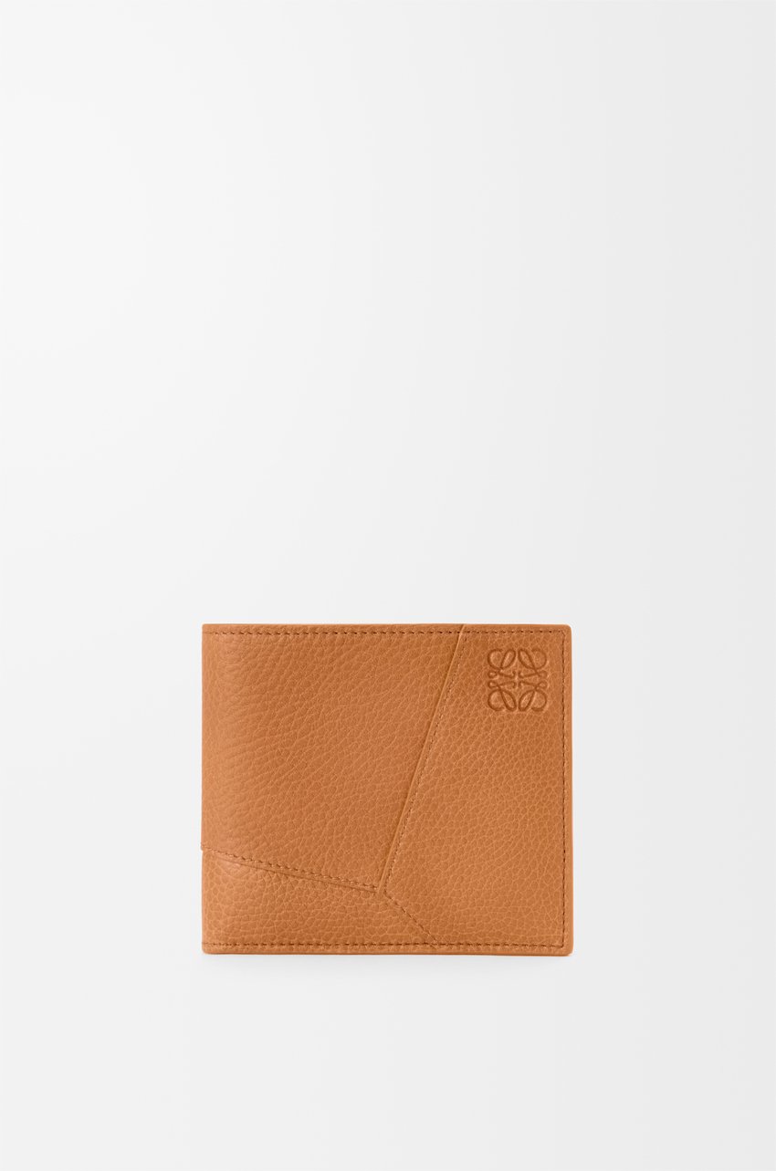 Puzzle bifold wallet in supple grained calfskin