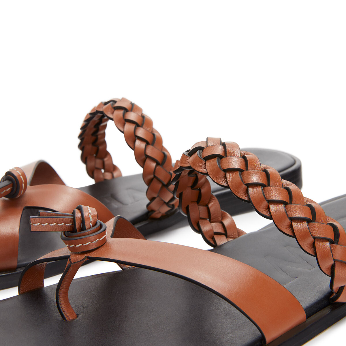 Braided Flat Sandal In Calfskin Tan LOEWE
