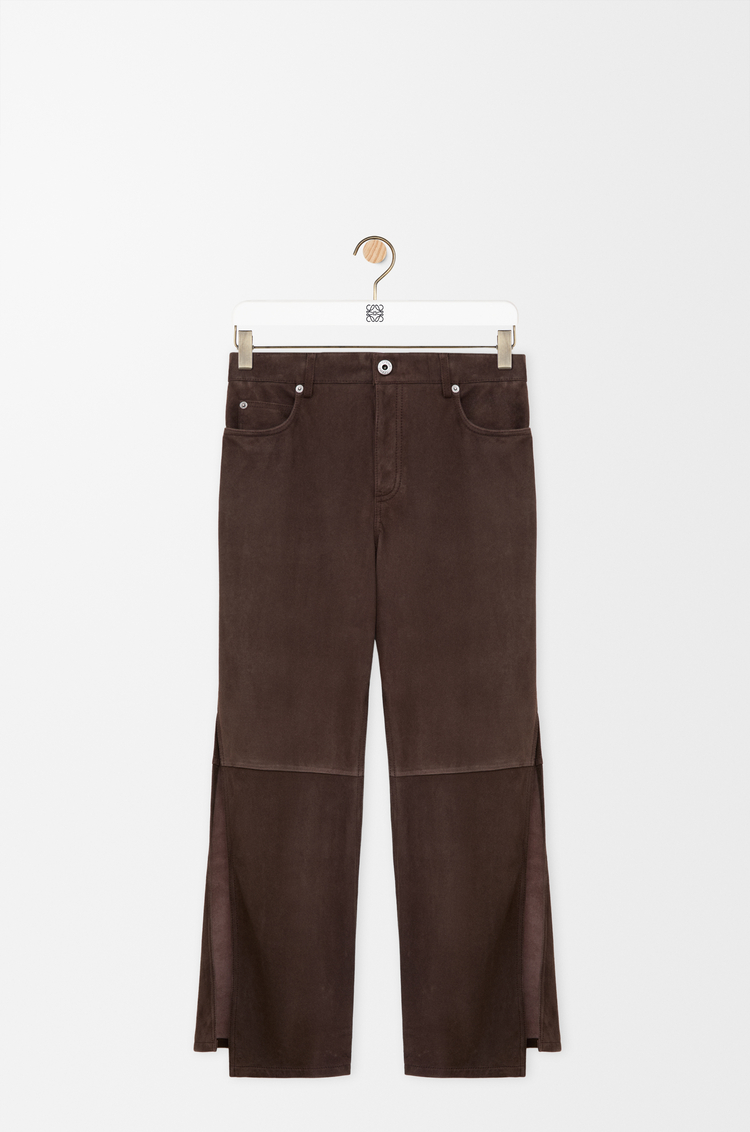 LOEWE 绒面羊皮革长裤 深棕色